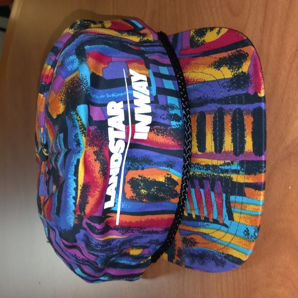 Vtg Landstar Inway Aztec Design Color Blocking Snapback Hat w/Rope Rare